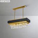 DecorBites™ Modern Black/Gold 5-Head Rectangular Hanging Light with Clear Crystal Prisms - Island Lamp