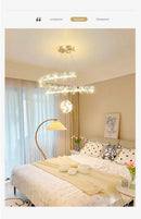 Modern gold decorbites crystal flower chandelier living room light