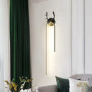 Modern gold deer head wall lamp bedroom arched led sconce