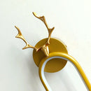 Modern gold deer head wall lamp bedroom arched led sconce