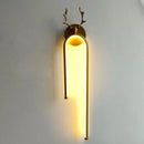 Modern gold deer head wall lamp bedroom arched led sconce