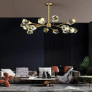 Modern gold diamond crystal brass led pendant light dining room