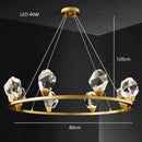 Modern gold diamond crystal brass led pendant light dining room