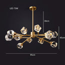 Modern gold diamond crystal brass led pendant light dining room
