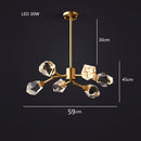 Modern gold diamond crystal brass led pendant light dining room
