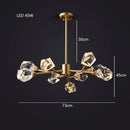Modern gold diamond crystal brass led pendant light dining room