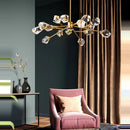 Modern gold diamond crystal brass led pendant light dining room