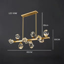 Modern gold diamond crystal brass led pendant light dining room