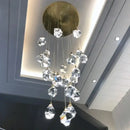 Modern gold diamond crystal chandelier staircase led lighting