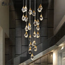 Modern gold diamond crystal chandelier staircase led lighting