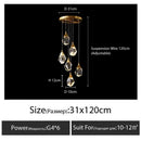 Modern gold diamond crystal chandelier staircase led lighting