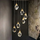 Modern gold diamond crystal chandelier staircase led lighting