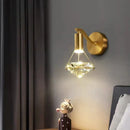 Modern gold diamond crystal wall lamp for bedroom
