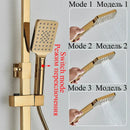 Modern gold digital shower faucet set bathroom rainhead display