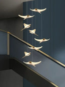 Modern gold dolphin pendant chandelier hotel lobby staircase light