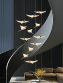 Modern gold dolphin pendant chandelier hotel lobby staircase light
