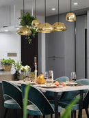 Modern gold dome pendant lamps dining room glass gold ceiling light