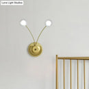 Modern gold double arm wall lamp bedroom globe glass fixture