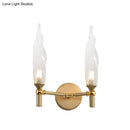 Modern gold double arm wall sconce living room glass shade