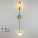 Modern gold double-head wall lights for living room clear and frosted