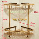Modern gold double layer aluminum bathroom shower corner caddy