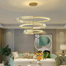 Modern gold double ring decorbites crystal chandeliers dining room