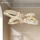Modern gold double ring luxury crystal chandelier dining room