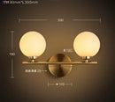 Modern gold dual glass ball led wall lights for bedroom