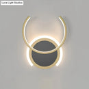 Modern gold dual ring led wall sconce bedroom light