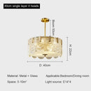 Modern gold elegant crystal chandelier living room fan glass tiers