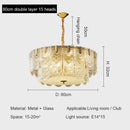 Modern gold elegant crystal chandelier living room fan glass tiers