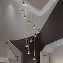 Modern gold elegant horn-shaped chandelier for staircase living room