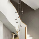Modern gold elegant horn-shaped chandelier for staircase living room
