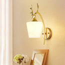 DecorBites™ Modern Gold Wall Mount Light Fixture with Opal Glass and Metal Elk - Conical Sconce