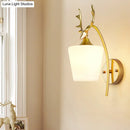 DecorBites™ Modern Gold Wall Mount Light Fixture with Opal Glass and Metal Elk - Conical Sconce