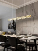 Modern gold elongated glass chandelier led ceiling light dining room