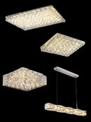 Modern gold elongated glass chandelier led ceiling light dining room