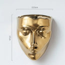 Modern gold face ceramic wall-mounted vase living room decor