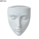 Modern gold face ceramic wall-mounted vase living room decor