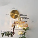 Modern gold faceted clear glass wall lamp bedroom sconce