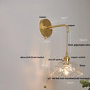 Modern gold faceted clear glass wall lamp bedroom sconce