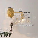 Modern gold faceted clear glass wall lamp bedroom sconce