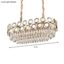 DecorBites™ 12-Head Gold Suspension Lighting Fixture: Oval Faceted Crystal Island Pendant, Postmodern Design