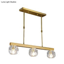 Modern gold faceted crystal island pendant light for kitchen dining room