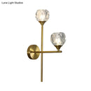 Modern gold faceted crystal wall light fixture bedroom sconce