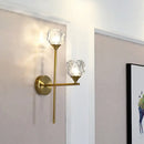 Modern gold faceted crystal wall light fixture bedroom sconce