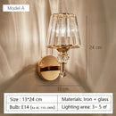 Modern gold faceted glass shade wall lamp living room sconce