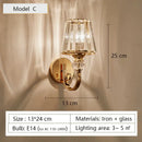 Modern gold faceted glass shade wall lamp living room sconce