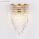 Modern gold finish clear crystal wall light bedroom sconce