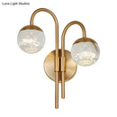 Modern gold finish crystal globe wall sconce living room light